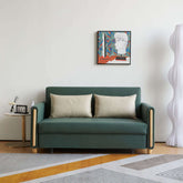 Convertible 3-in-1 sleeper sofa with pull-out bed and storage space